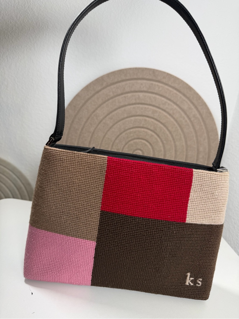 Katespade Woven Shoulder Bag in Pink, Red, Brown & Tan